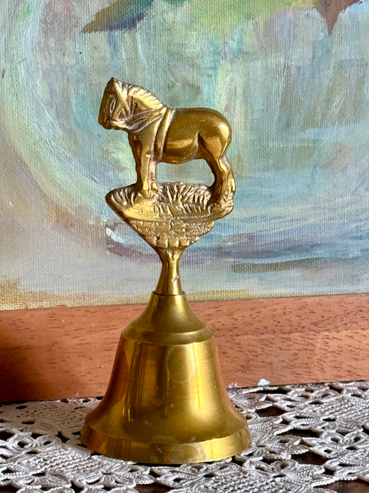 Vintage Brass Bell with Horse Finial – Made in India