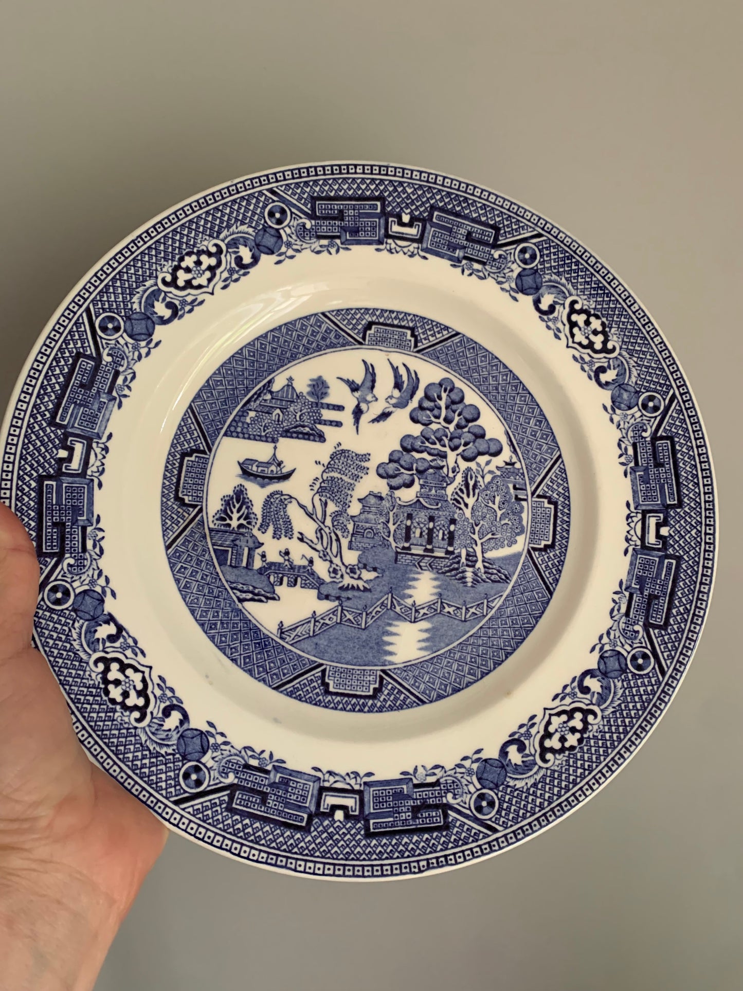 Vintage blue and white dinner plate.