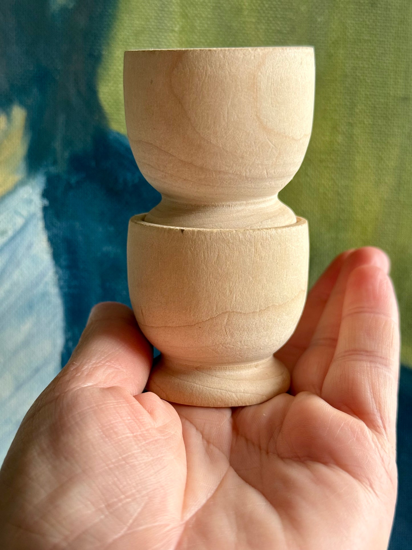 Vintage, wood carved egg cups.