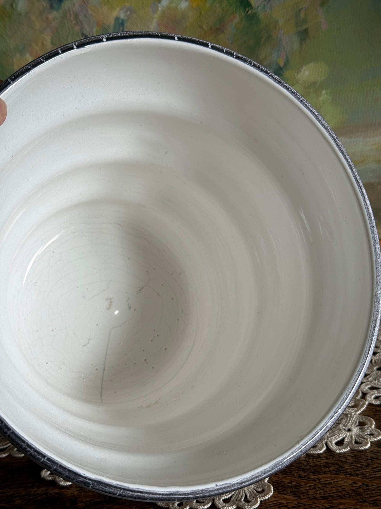Vintage Austrian hand painted ceramic pot