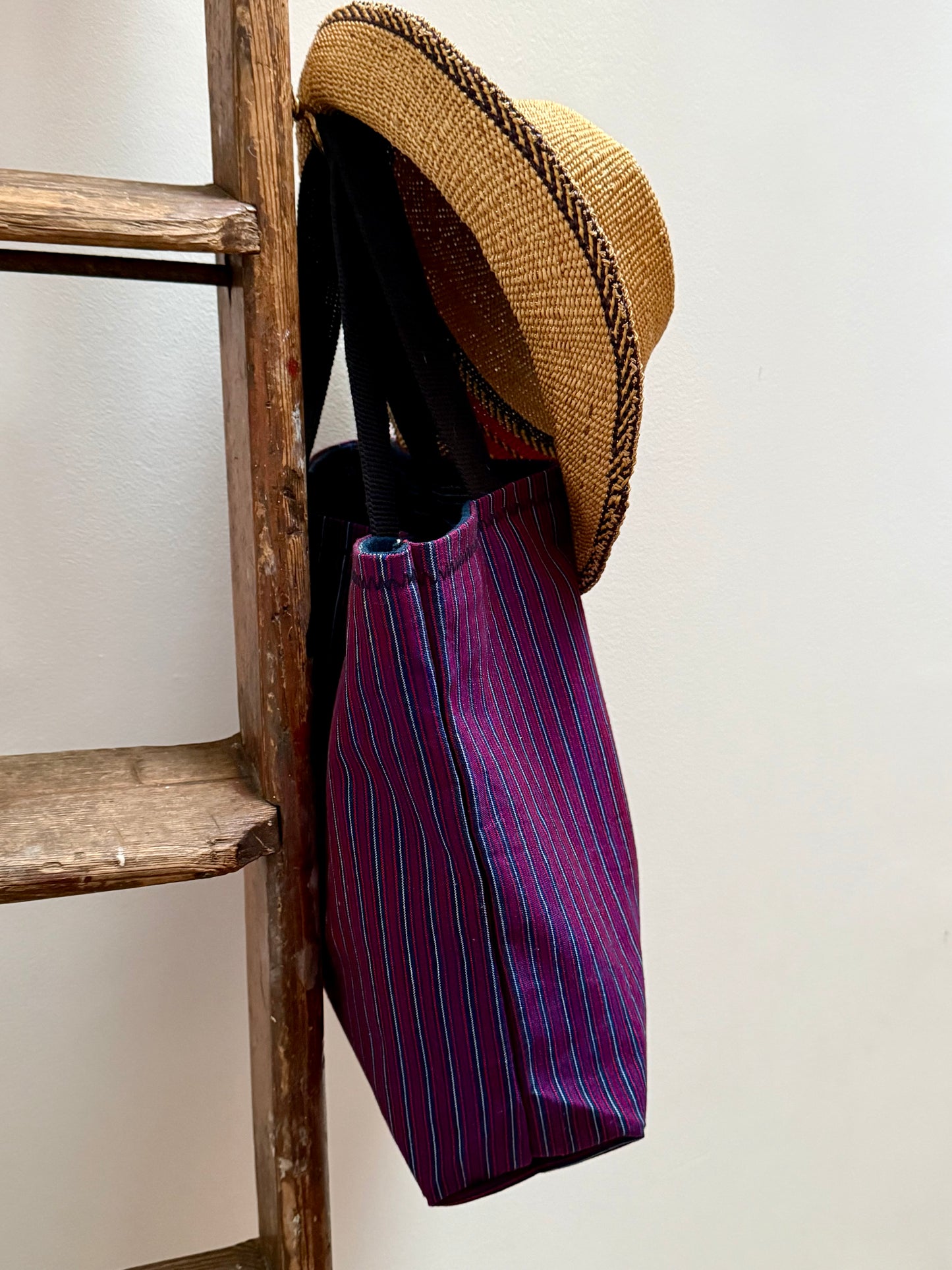 Vintage handwoven cotton tote