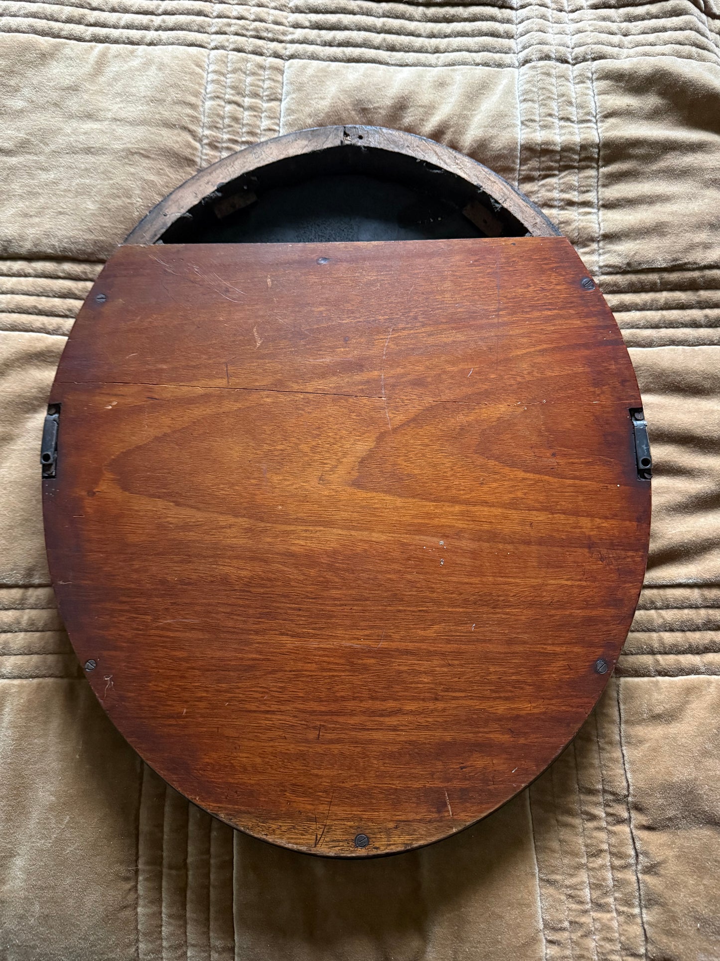 Vintage Oval Mahogany Style Wooden Wall Mirror – Classic Mid-Century
