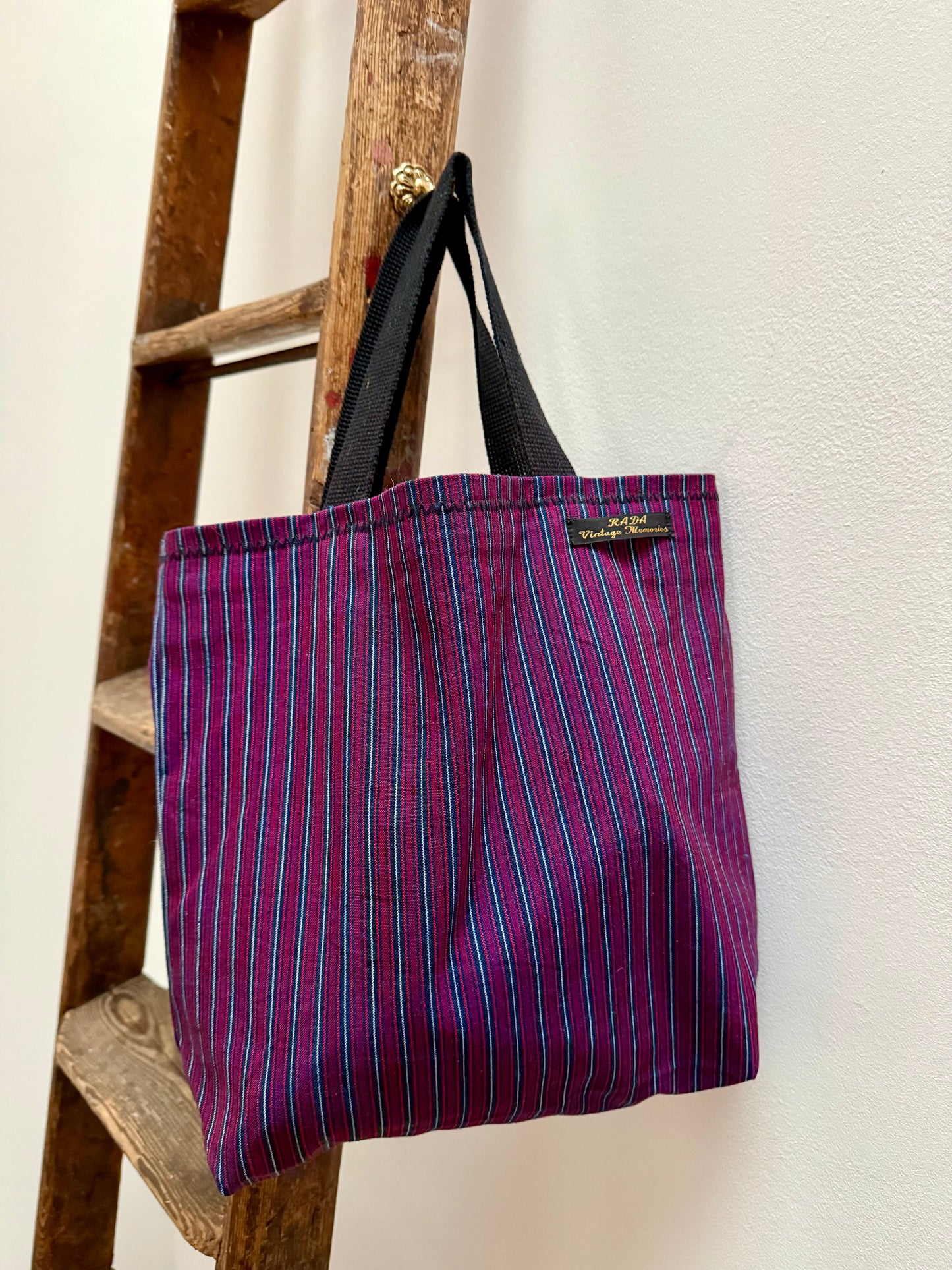 Vintage handwoven cotton tote