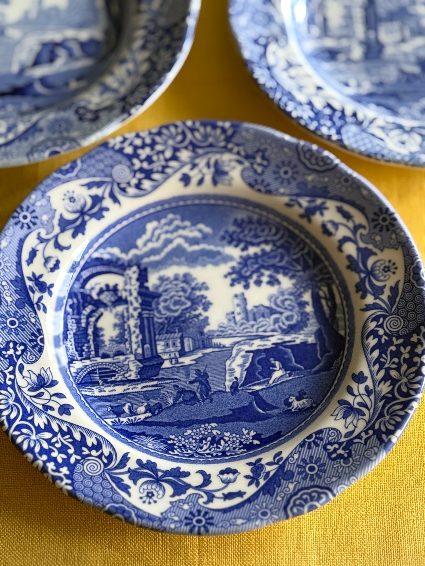 Spode Italian Blue & White Plates Set of 3 – 16cm Side Plates – England