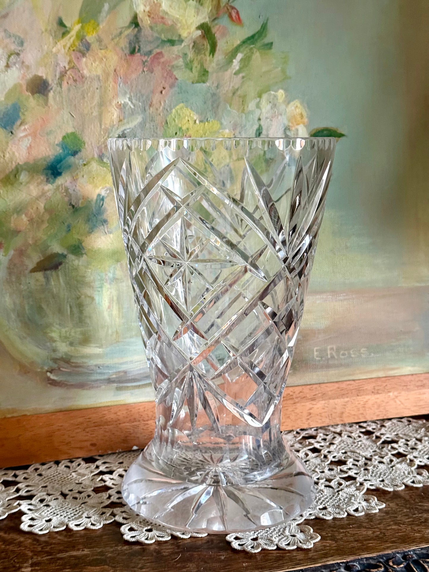 Vintage Elegant Cut Crystal Vase