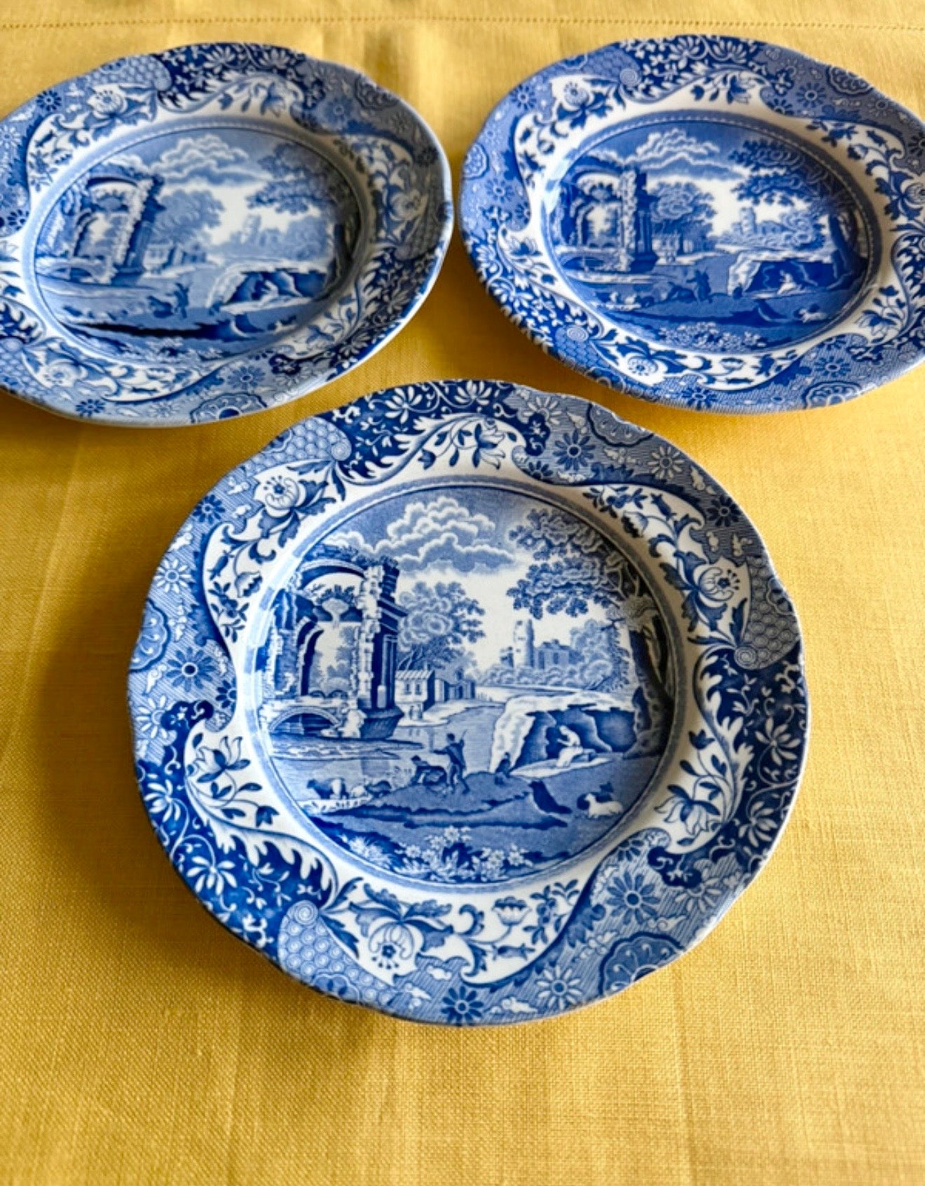 Spode Italian Blue & White Plates Set of 3 – 16cm Side Plates – England