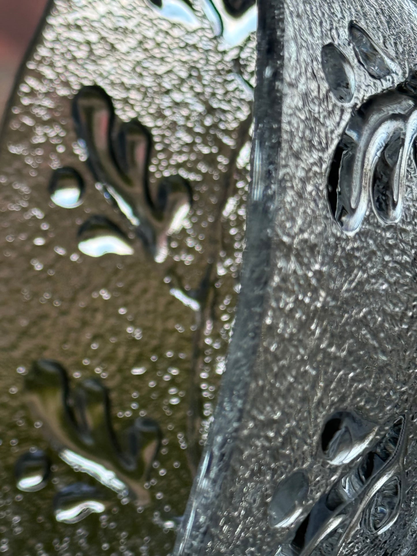 Vintage Pressed Glass Dessert Bowls Set of 4 – Frosted Ice Texture, Leaf Pattern, Mid Century
