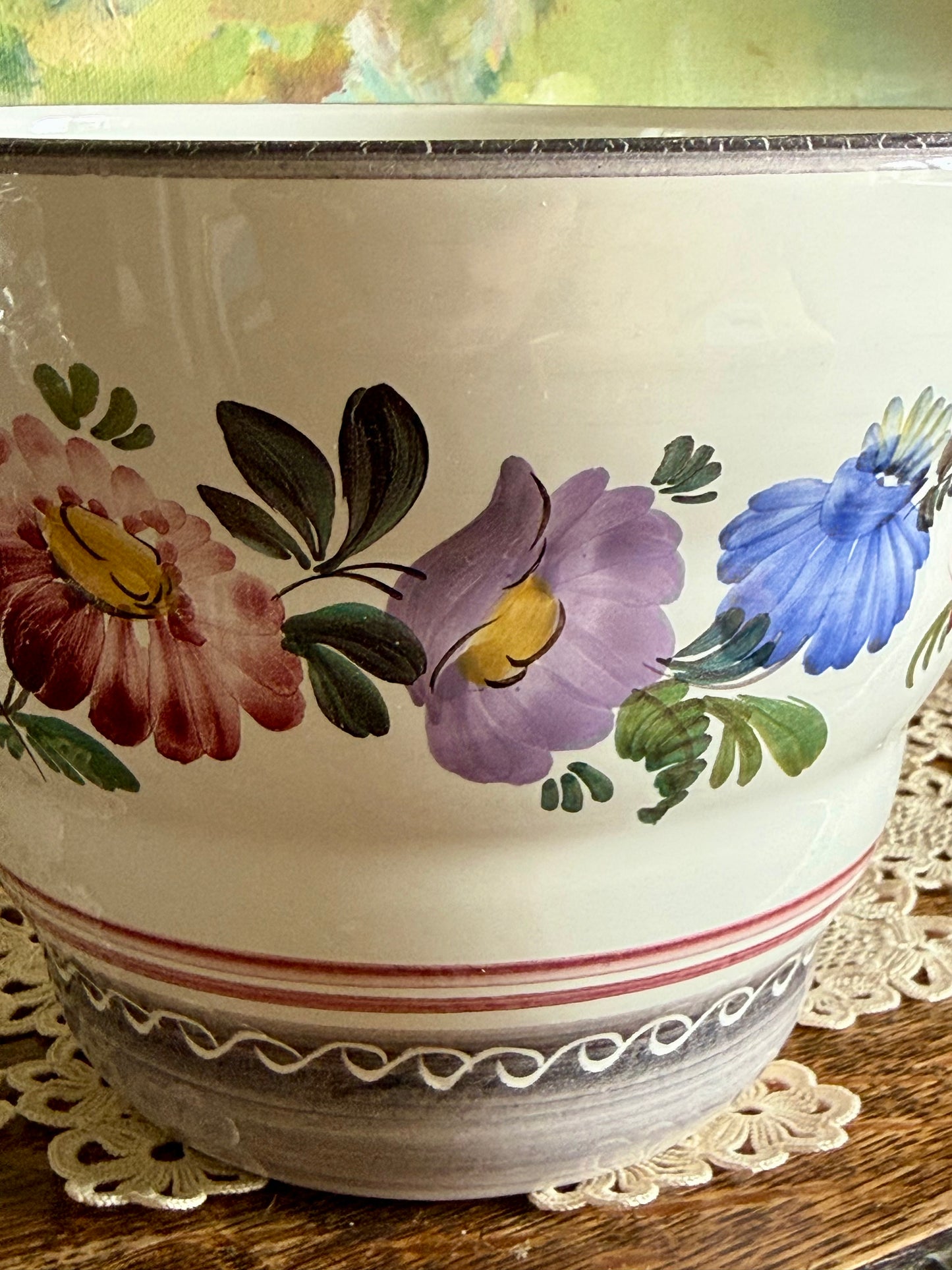Vintage Austrian hand painted ceramic pot