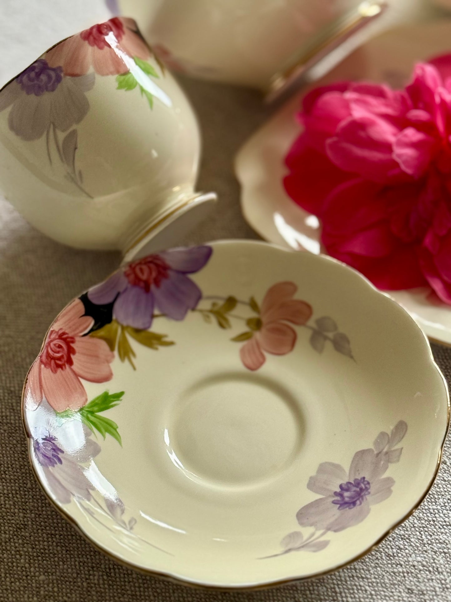Vintage  Roslyn China hand-painted tea set, made in England