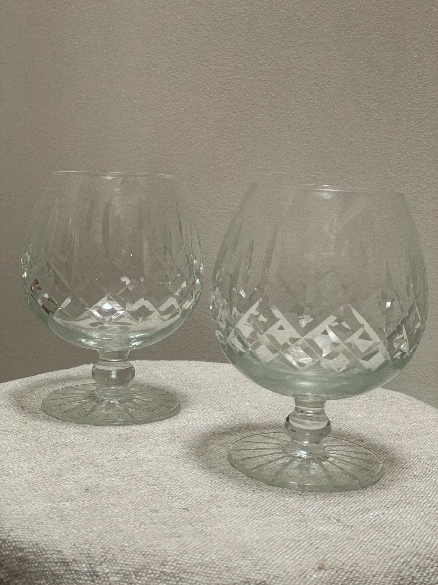 Beautiful, vintage, set of two crystal stemmed glasses.