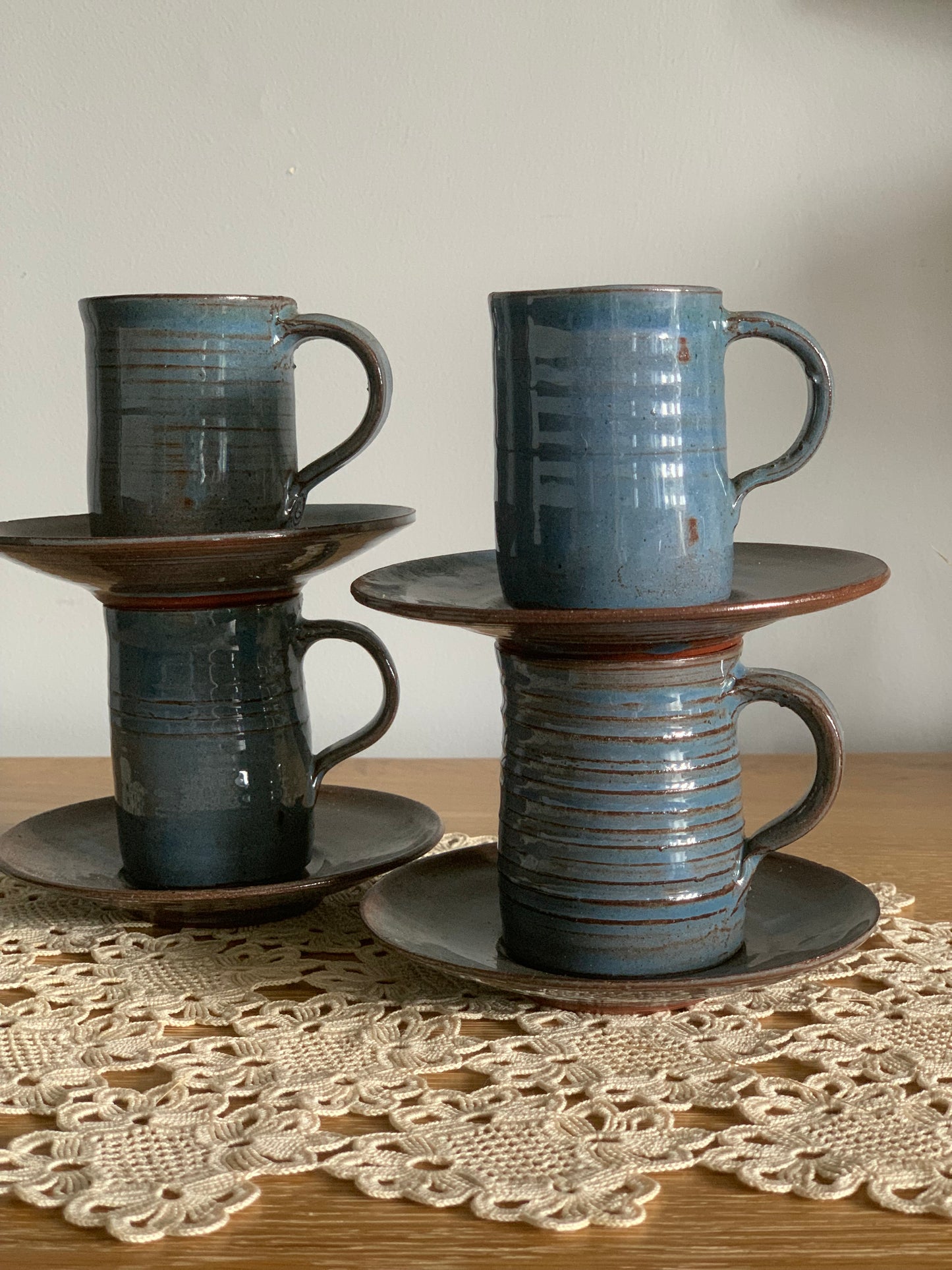 Vintage, pottery espresso cups.