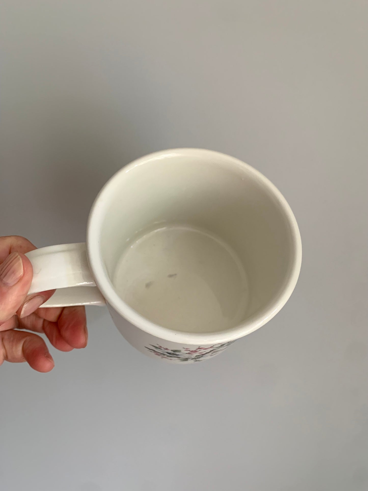 Vintage, white almond blossom tea mugs.