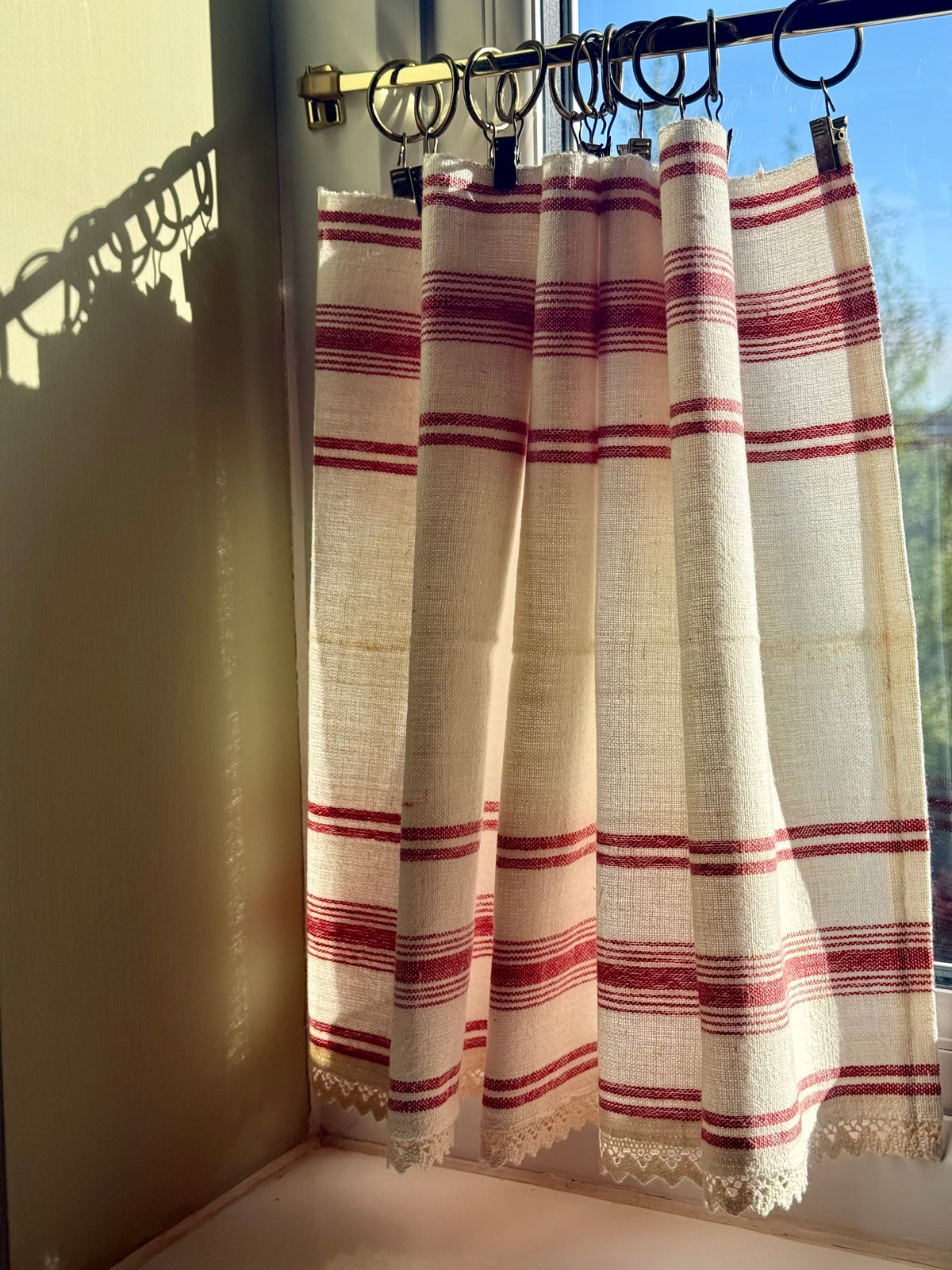 The Old Handmade Café Curtains | Vintage Handwoven Cotton