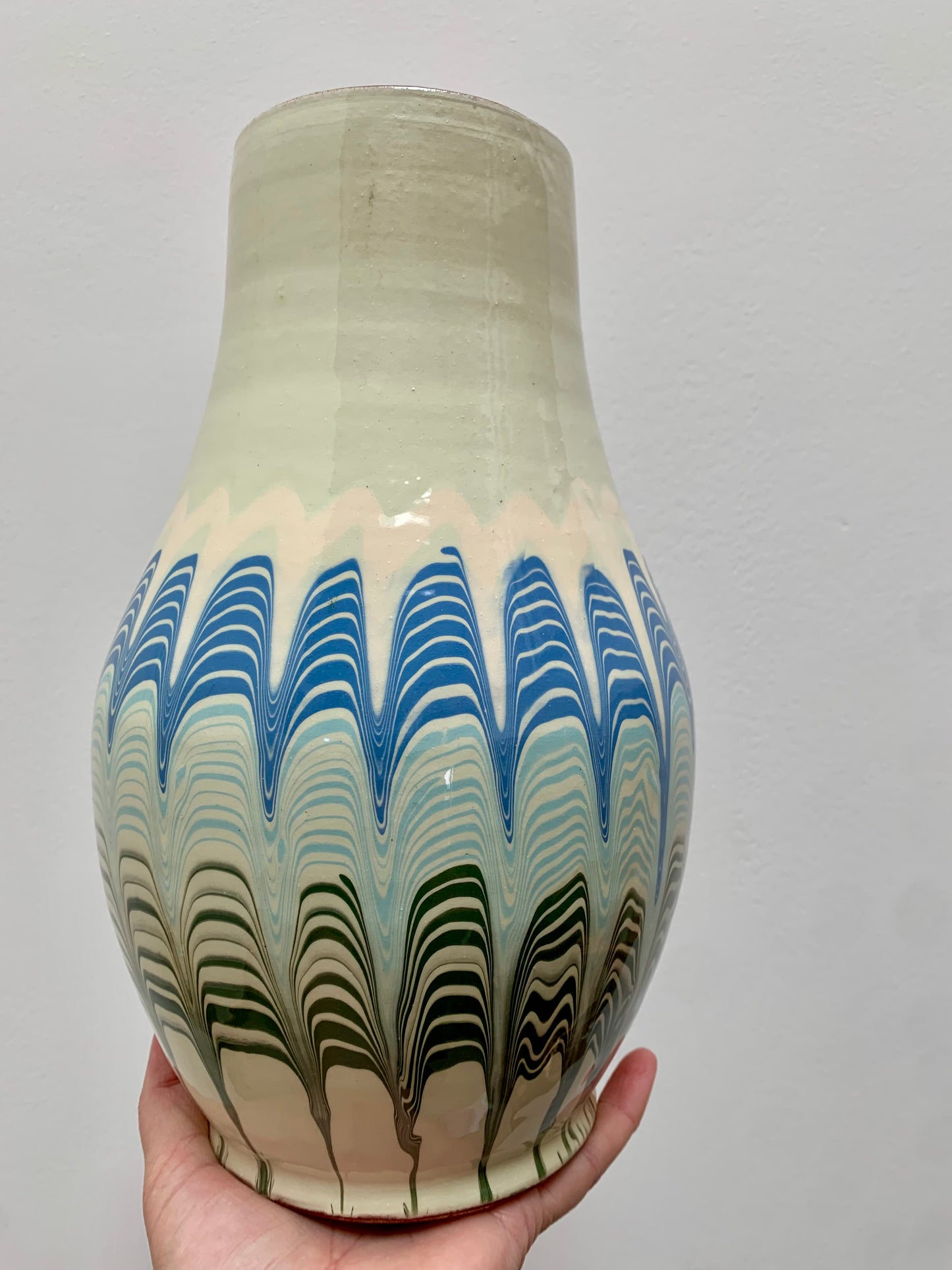 Handmade and hand painted large vase.