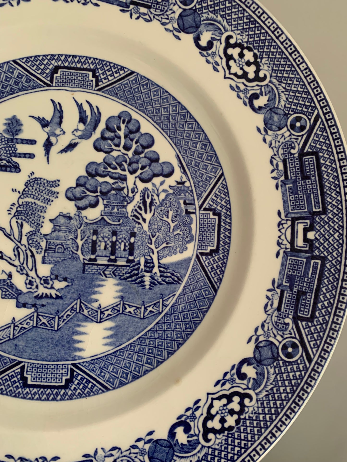 Vintage blue and white dinner plate.