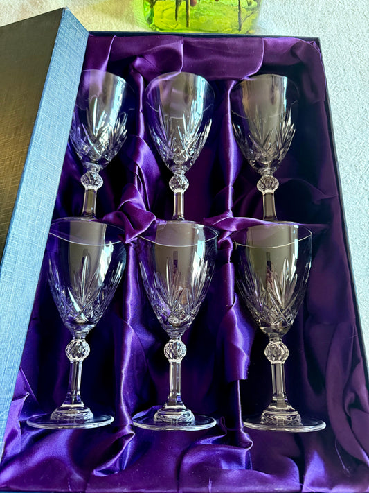 RCR Royal Crystal Rock 24% Lead Crystal Wine Goblets – Boxed Set of 6