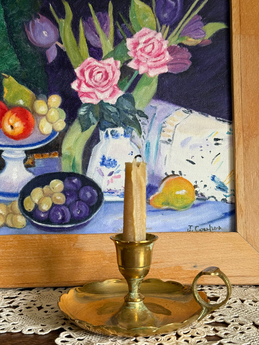 Vintage, solid brass candlestick holder.