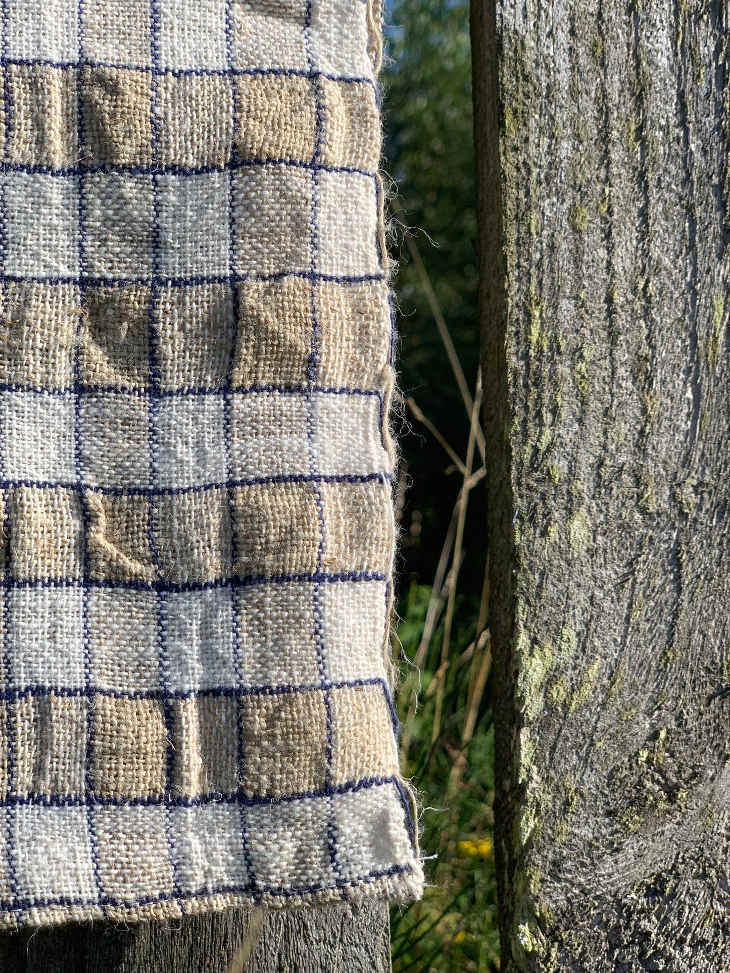 Antique, authentic, handwoven rustic linen / hemp table runner.