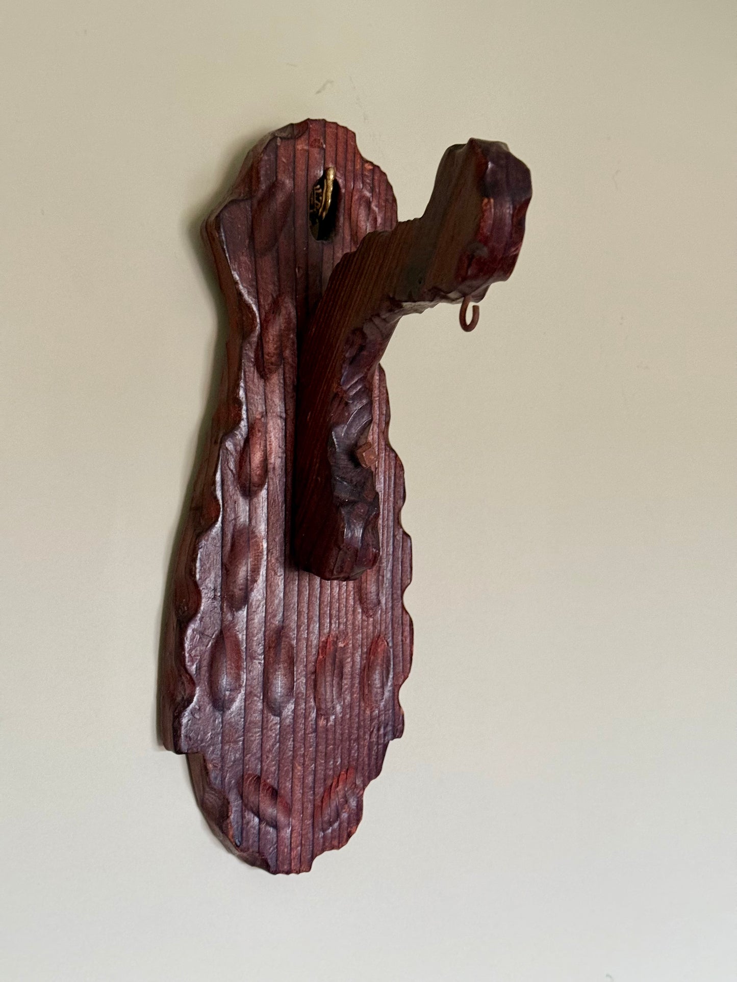 Vintage Wooden Wall Hook – Rustic Alpine / Black Forest Style