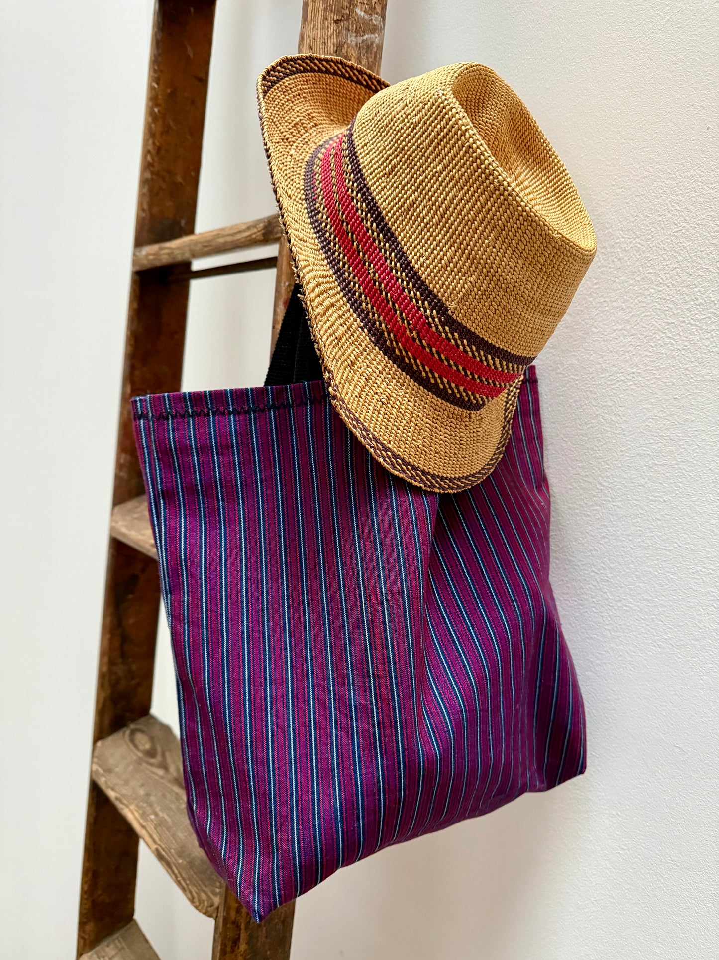 Vintage handwoven cotton tote