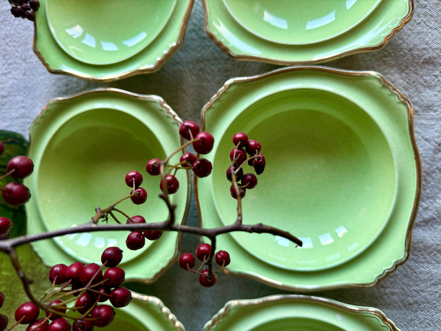 Antique apple green bowls.