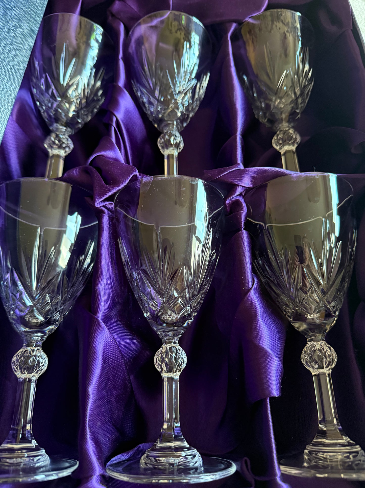 RCR Royal Crystal Rock 24% Lead Crystal Wine Goblets – Boxed Set of 6