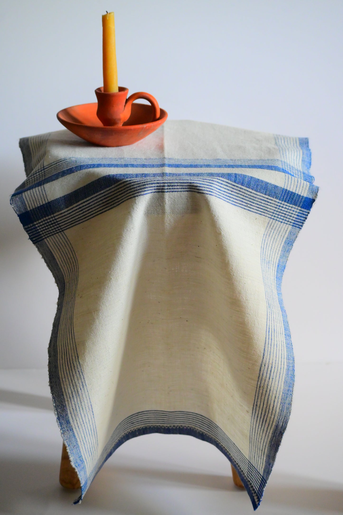 Antique, handwoven, cotton tea towel / kitchen cloth.