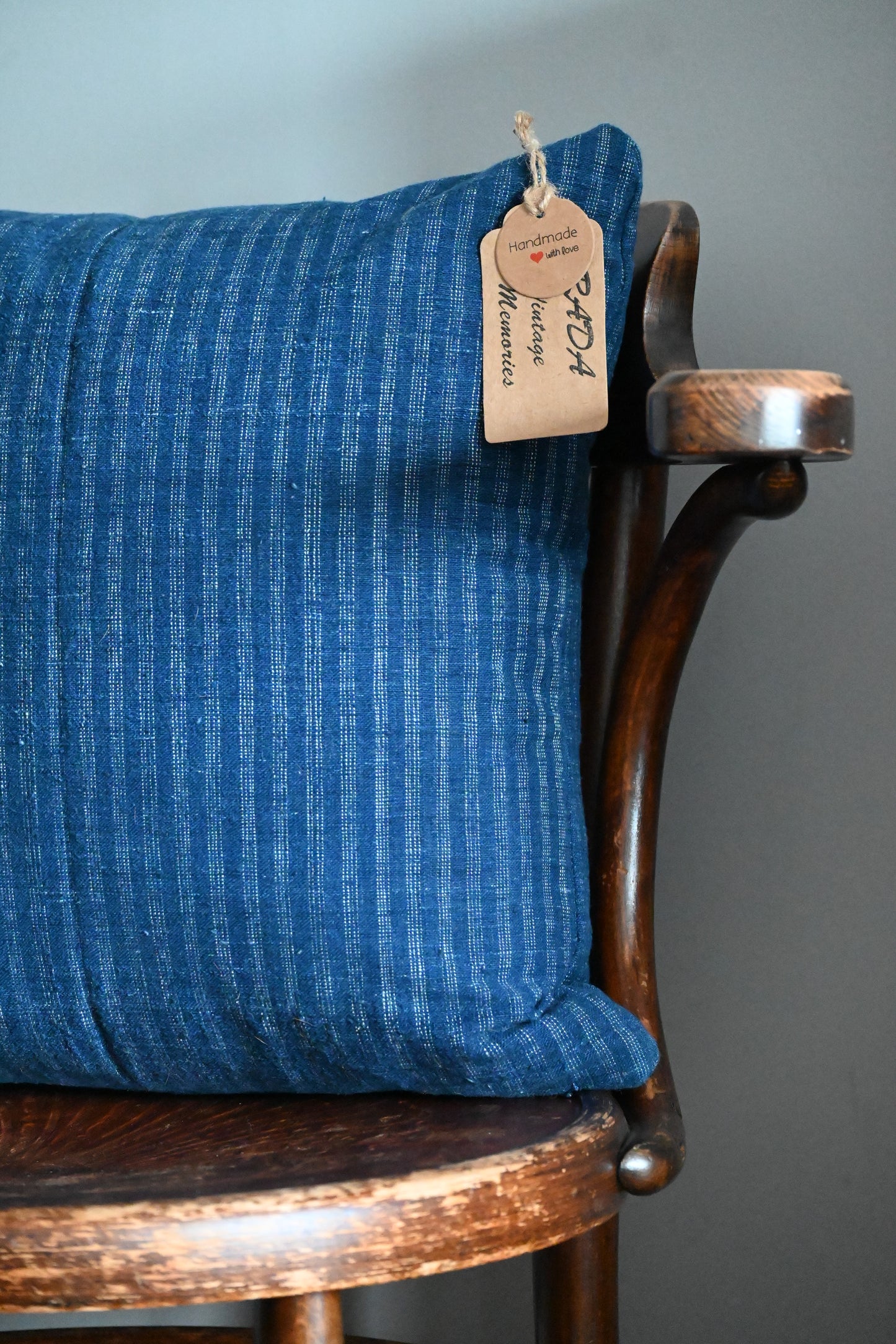 Antique, hand woven cotton cushion cover.