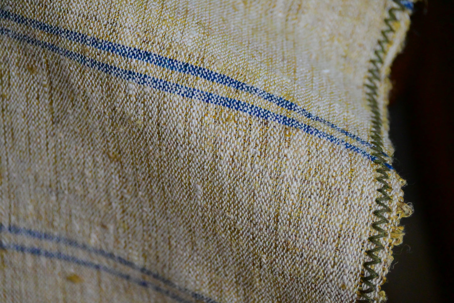 Antique, handwoven, 100% flax linen table runner.