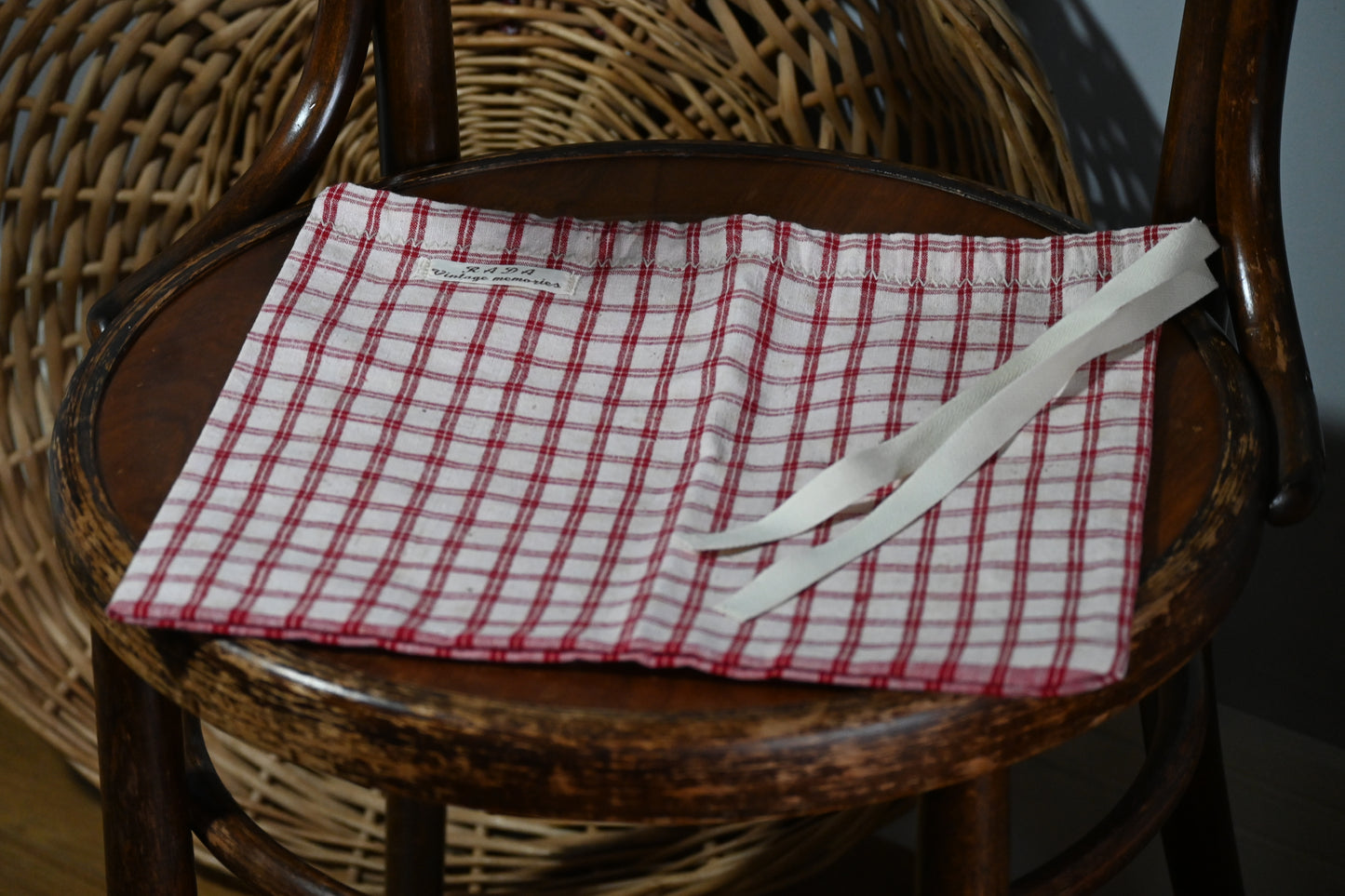 Antique, handwoven, cotton bread bag.