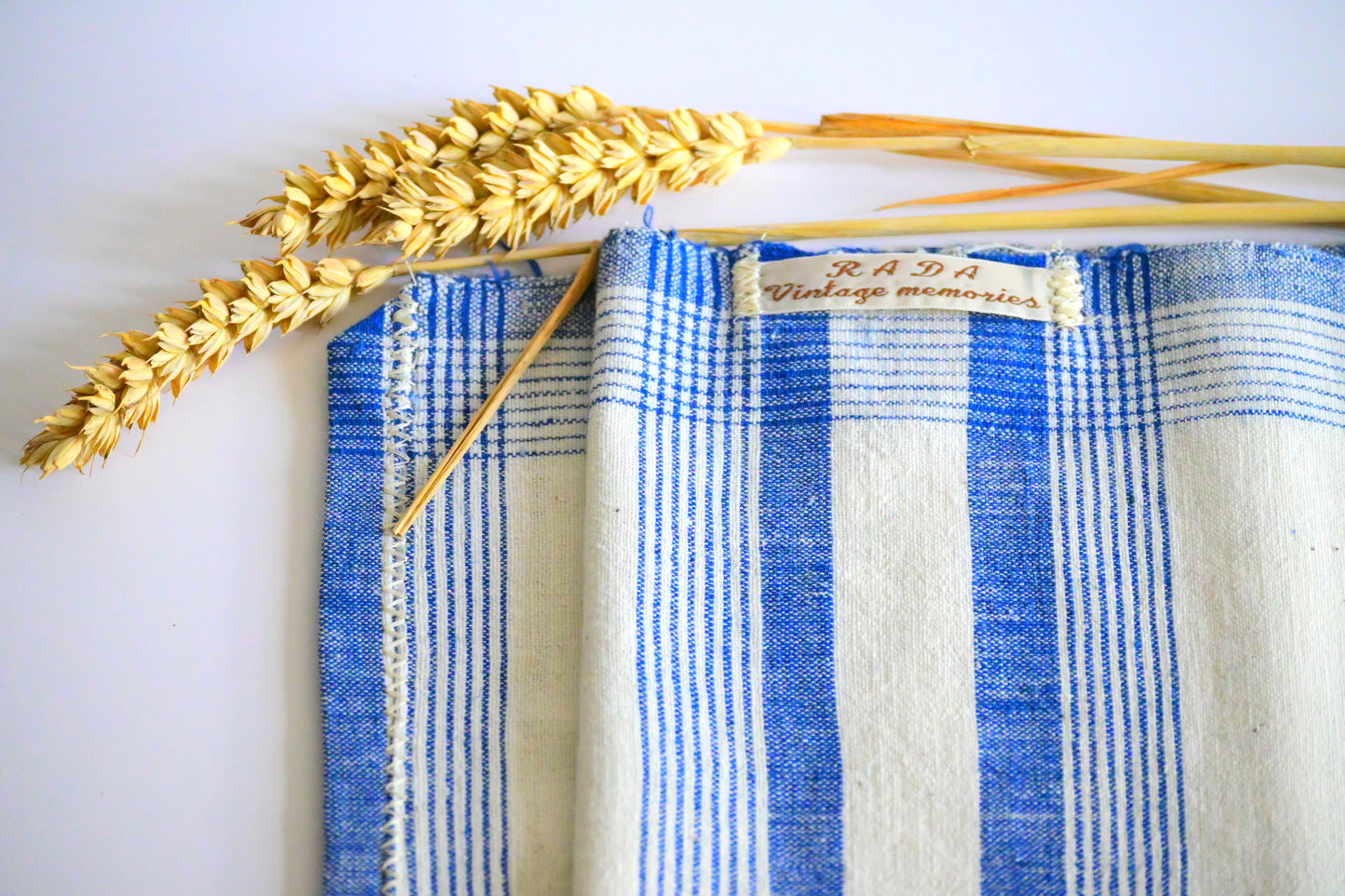 Antique, handwoven, cotton tea towel / kitchen cloth.