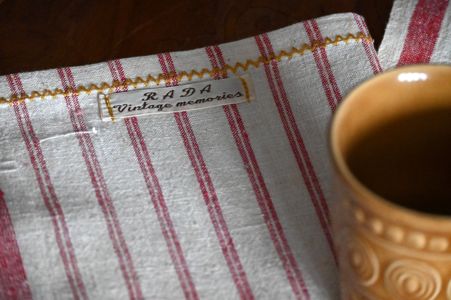 Antique, handwoven, cotton tea towel / kitchen cloth.