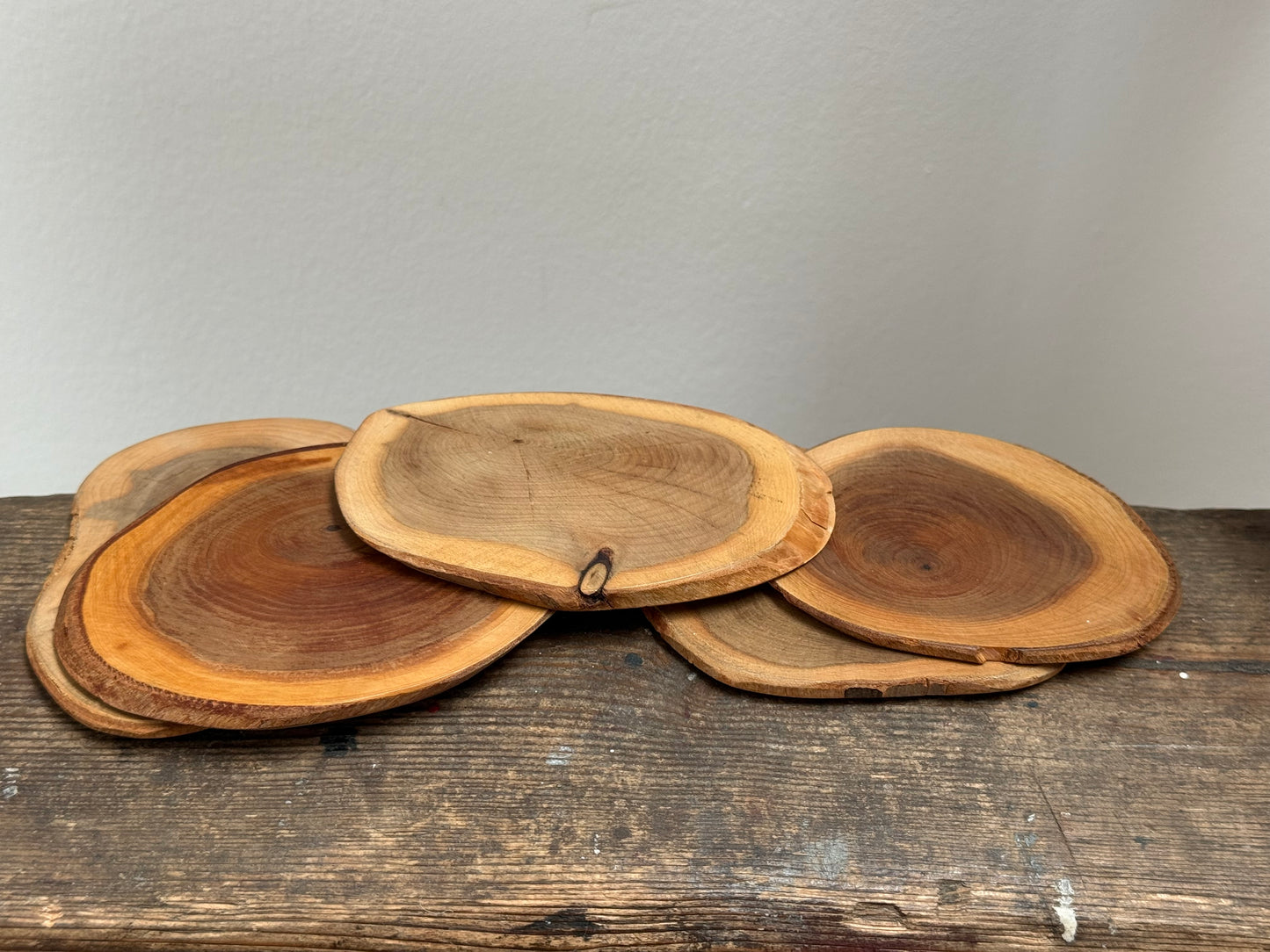 Vintage wooden coasters.