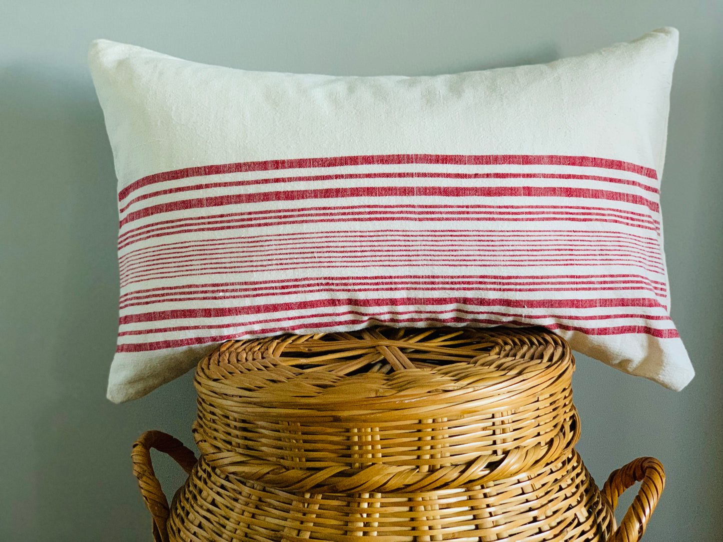 Antique, handwoven cotton cushion.