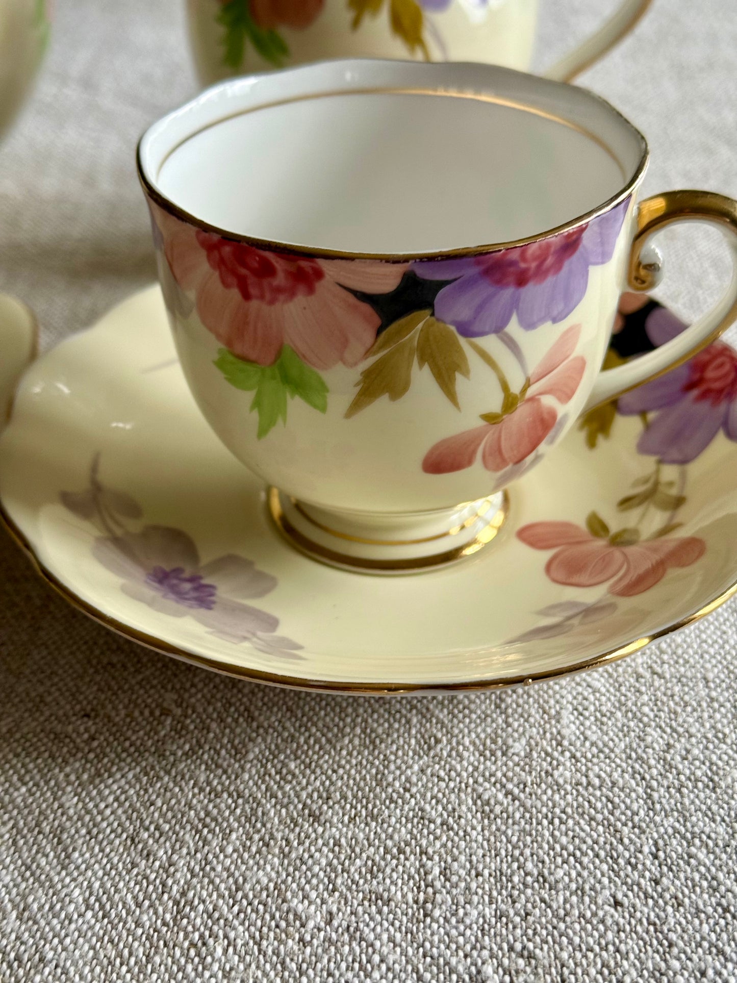 Vintage  Roslyn China hand-painted tea set, made in England