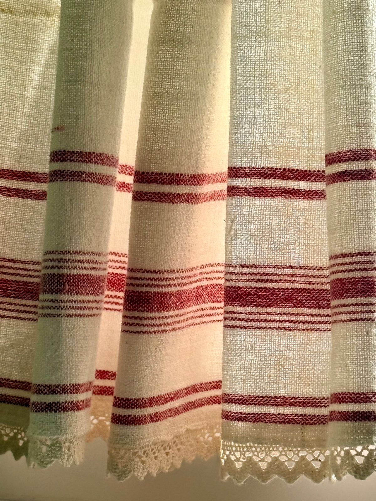 The Old Handmade Café Curtains | Vintage Handwoven Cotton