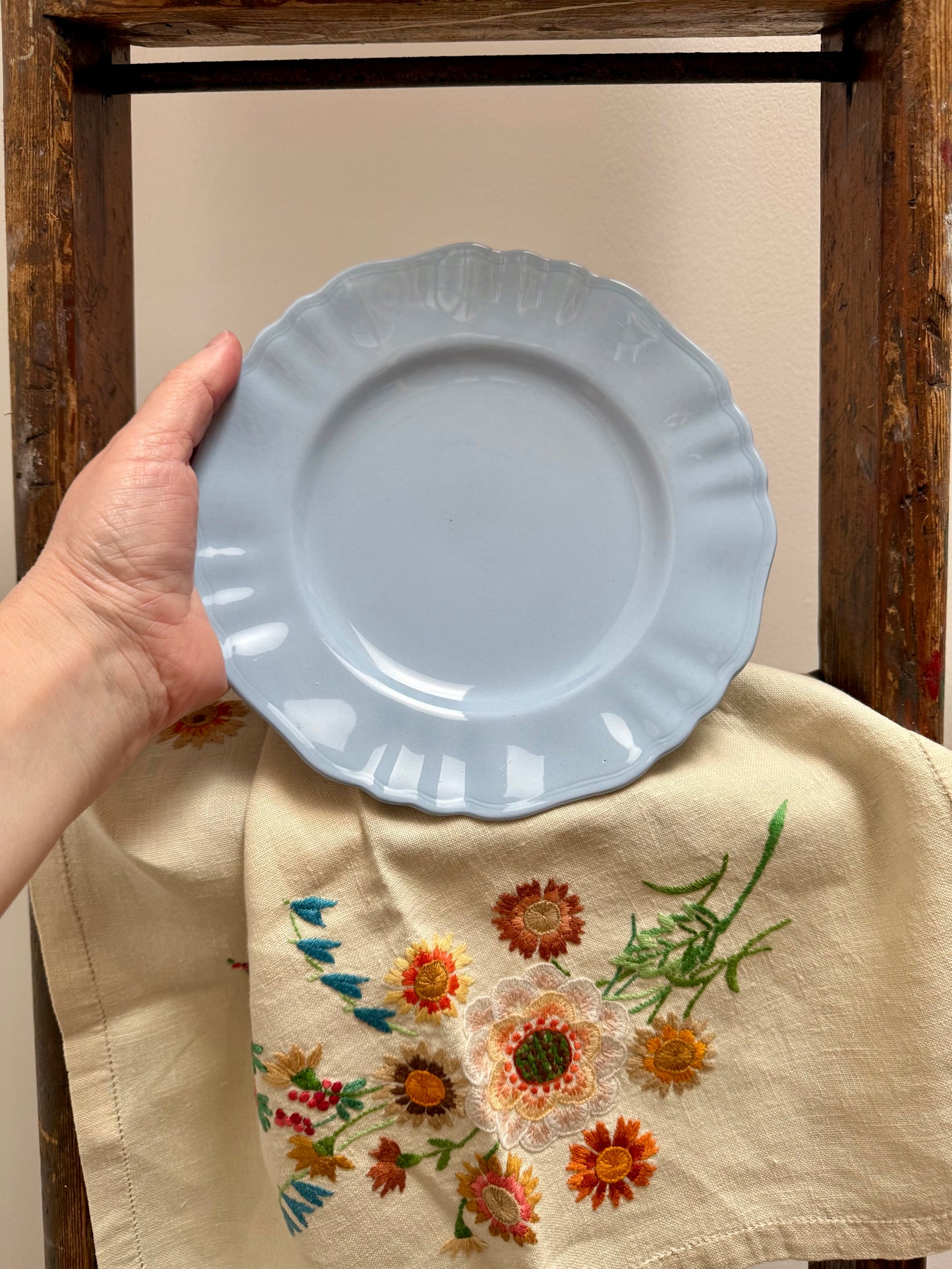 Vintage pastel blue dessert plates by Celeste.