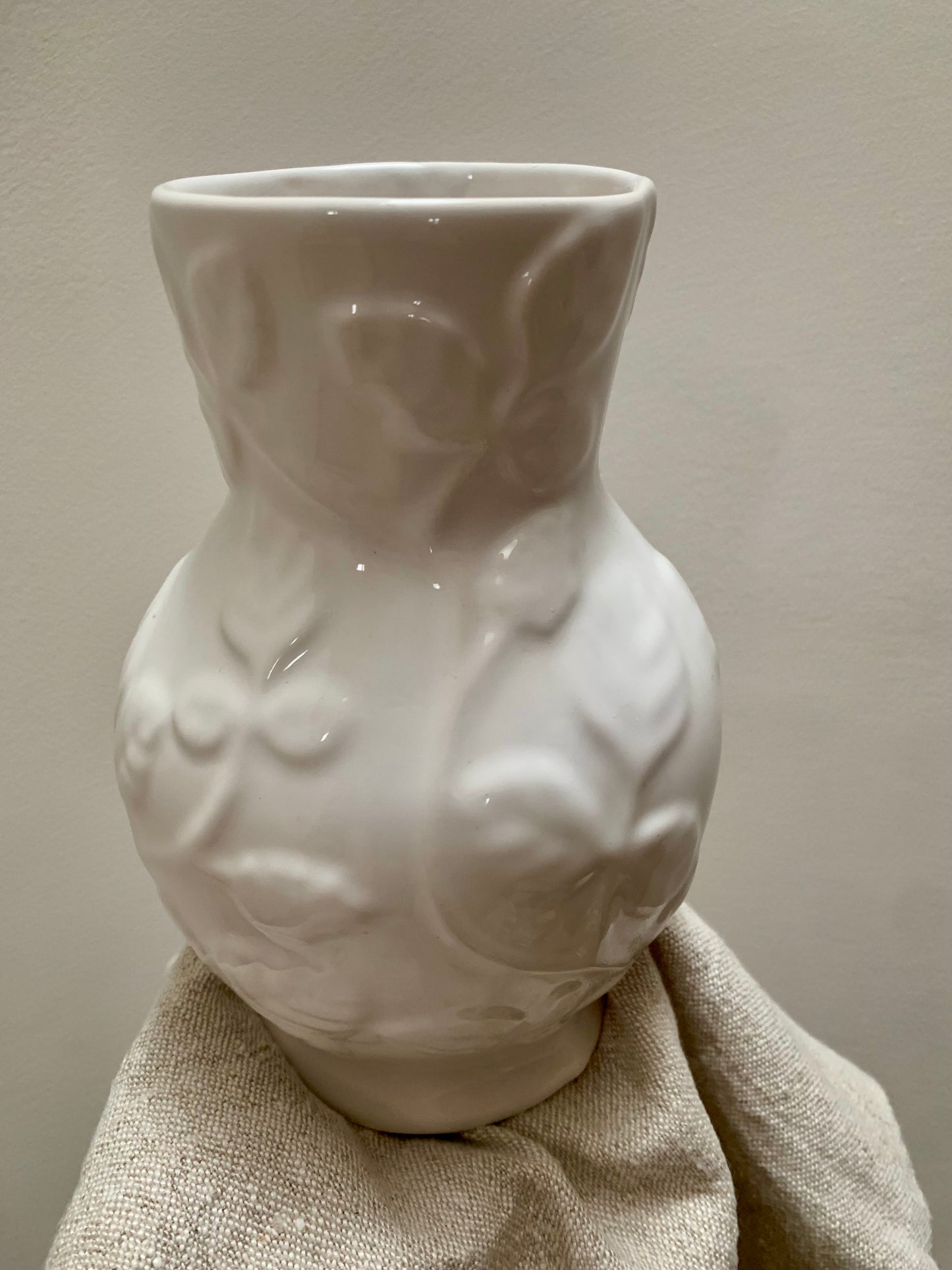 Vintage white ceramic vase.