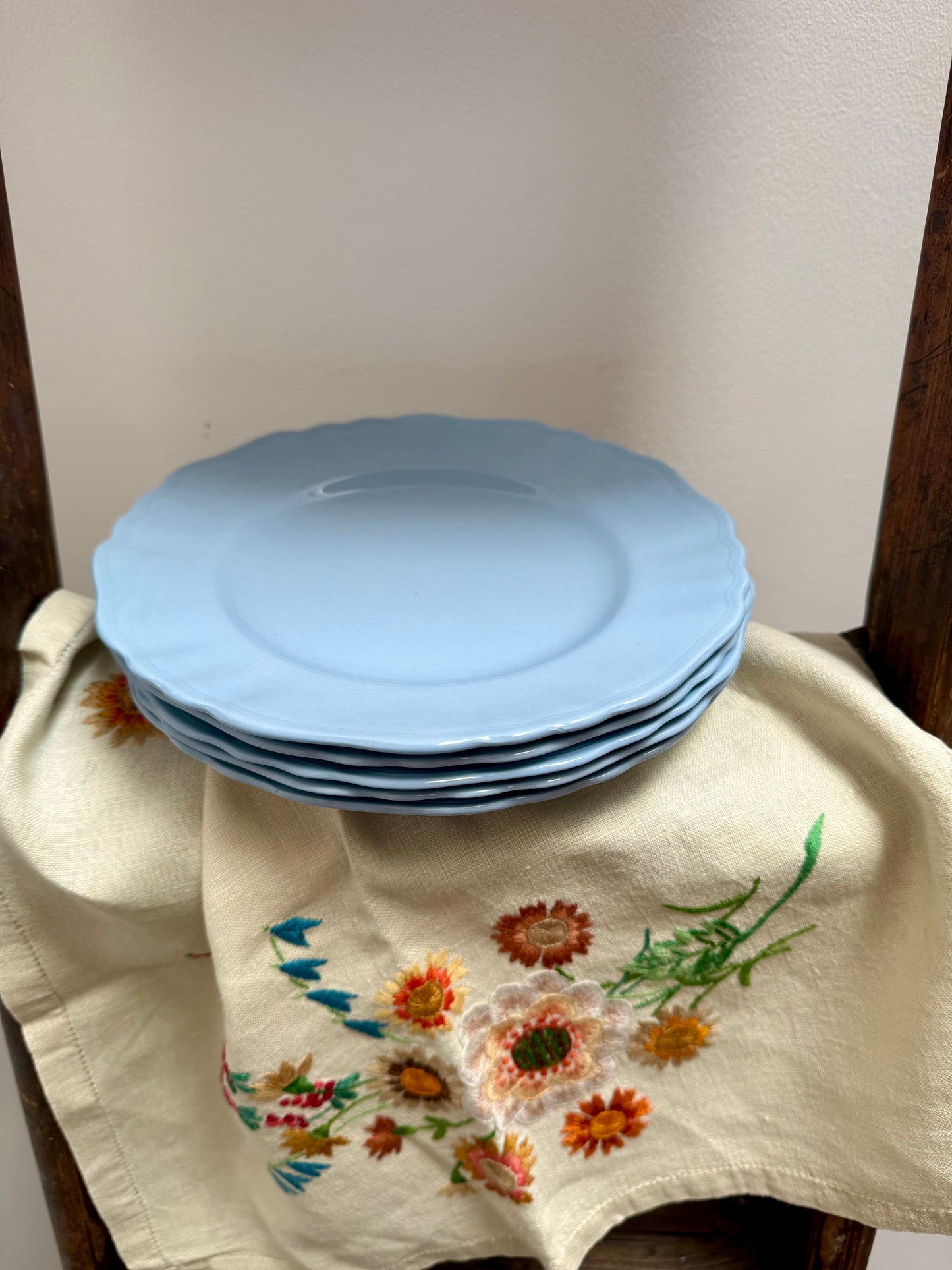 Vintage pastel blue dessert plates by Celeste.