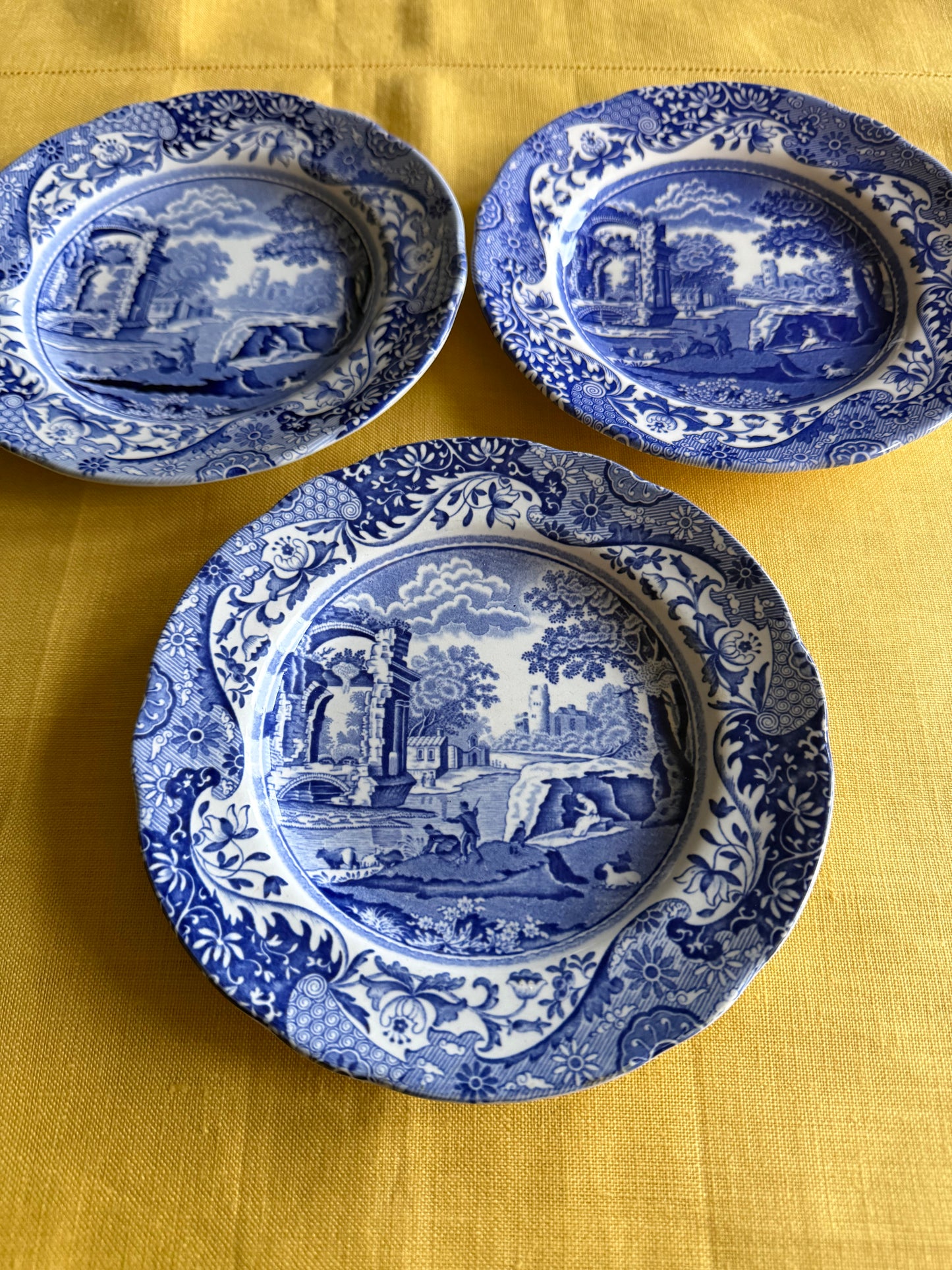 Spode Italian Blue & White Plates Set of 3 – 16cm Side Plates – England
