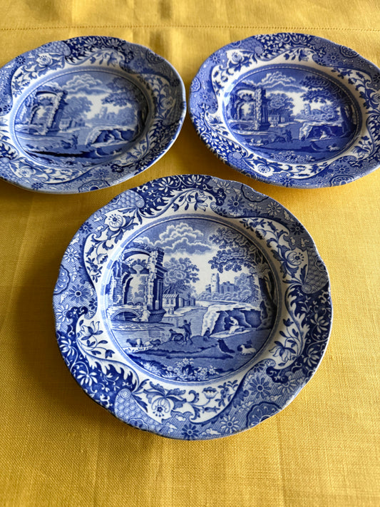 Spode Italian Blue & White Plates Set of 3 – 16cm Side Plates – England