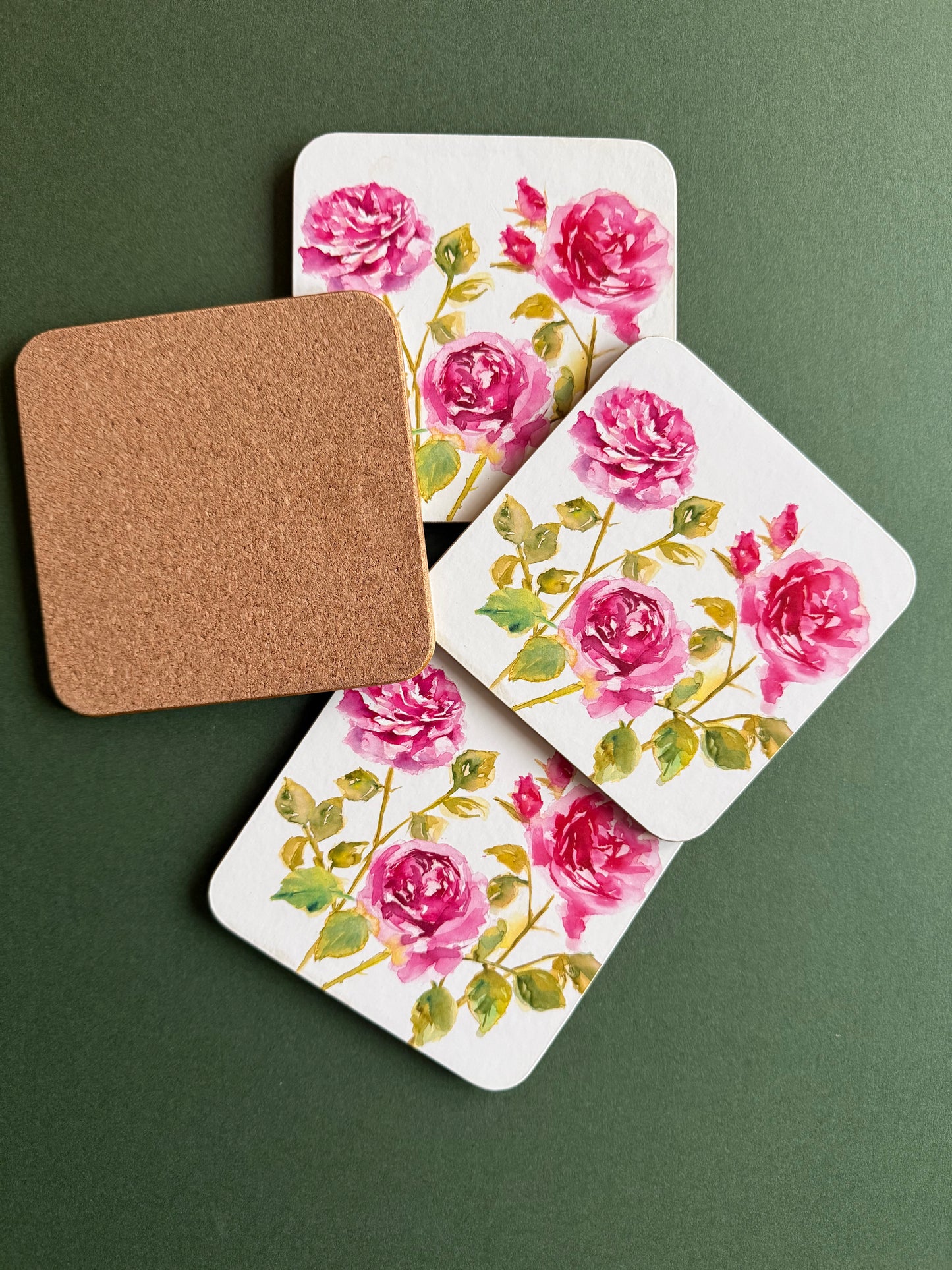 Set of 4 rose coasters.