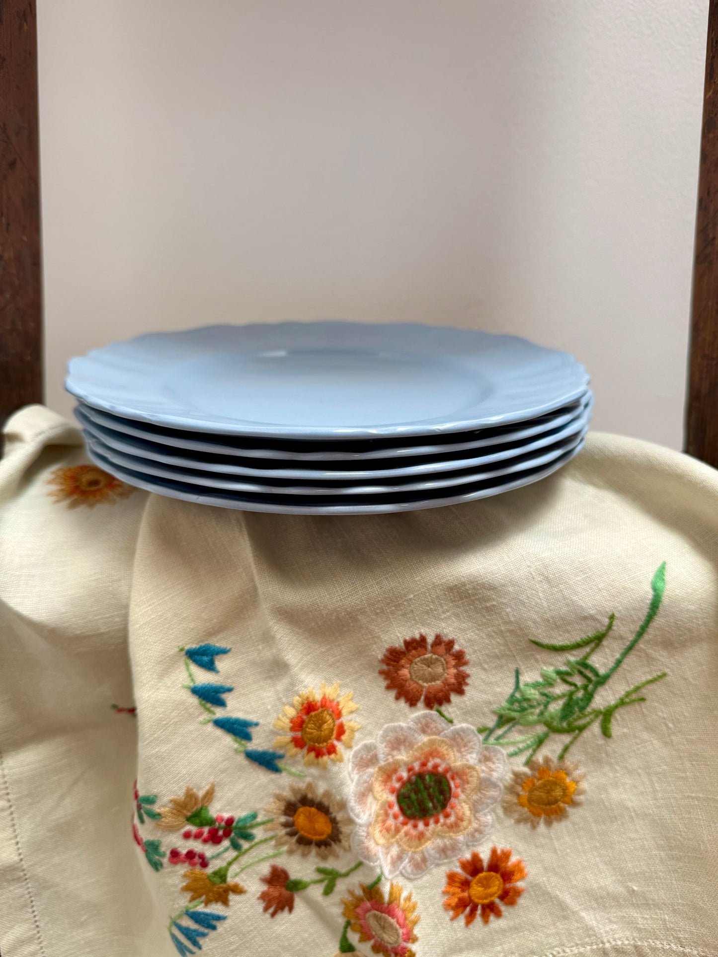 Vintage pastel blue dessert plates by Celeste.