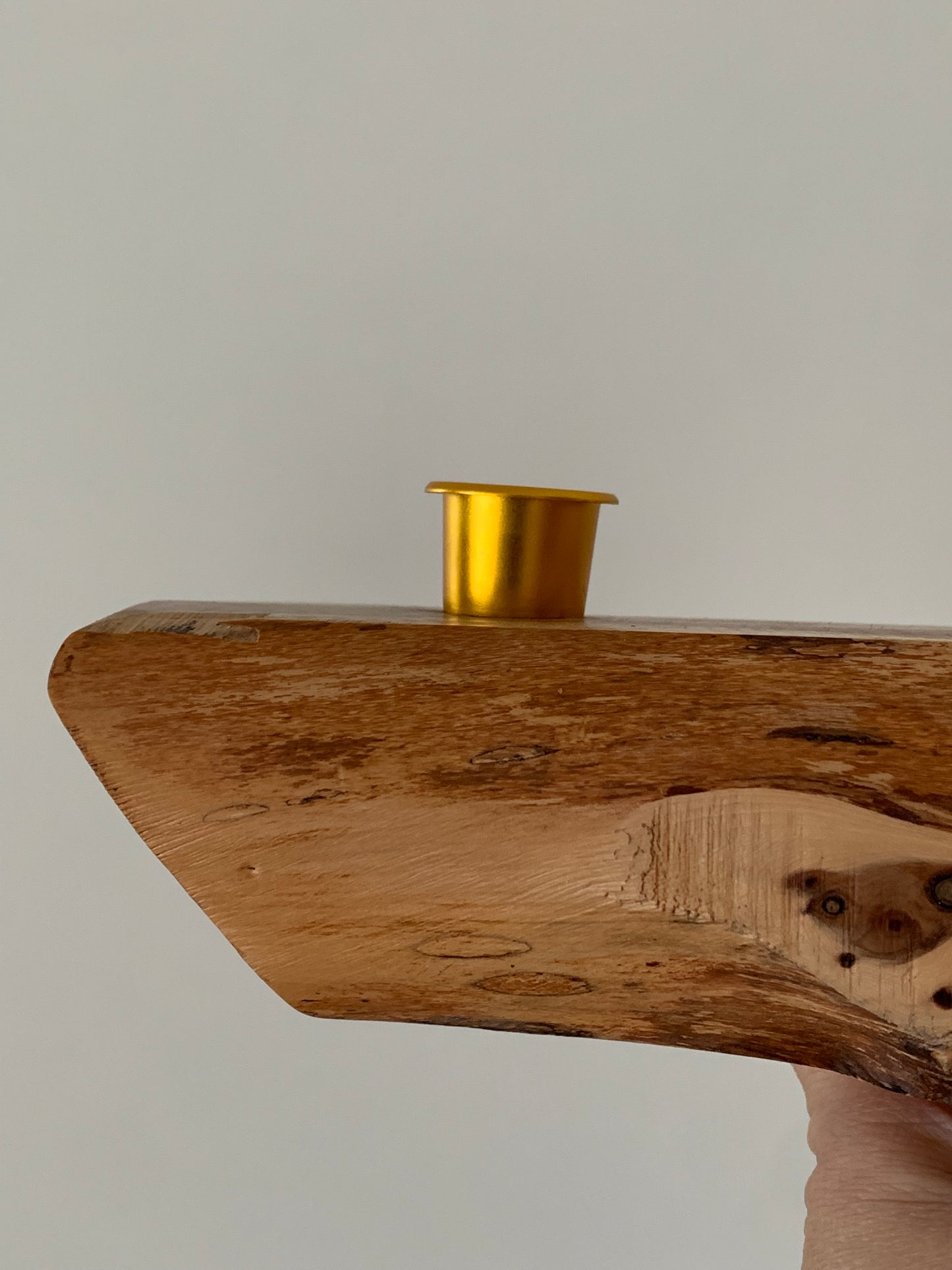 Stunning, handmade wood candleholder.