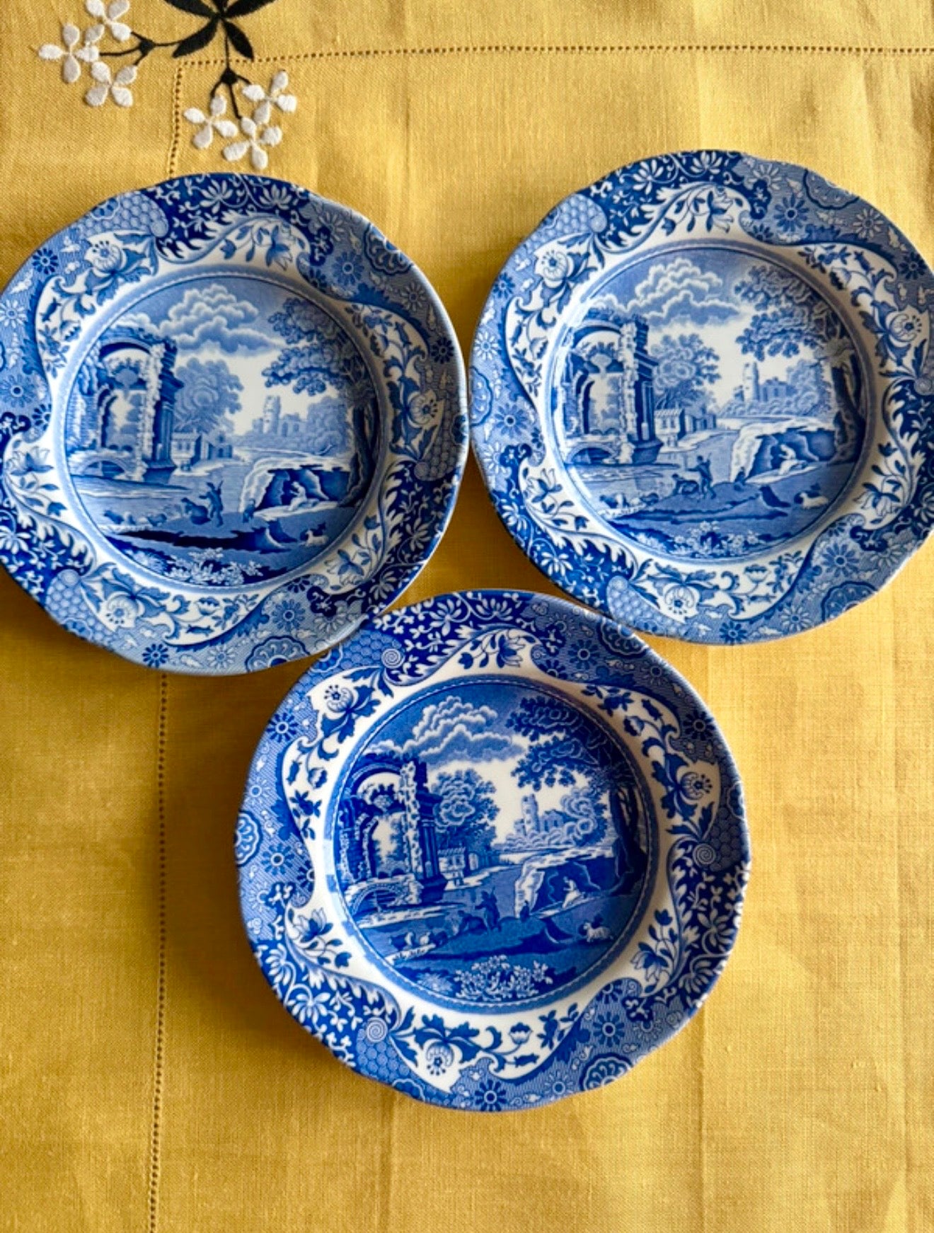 Spode Italian Blue & White Plates Set of 3 – 16cm Side Plates – England