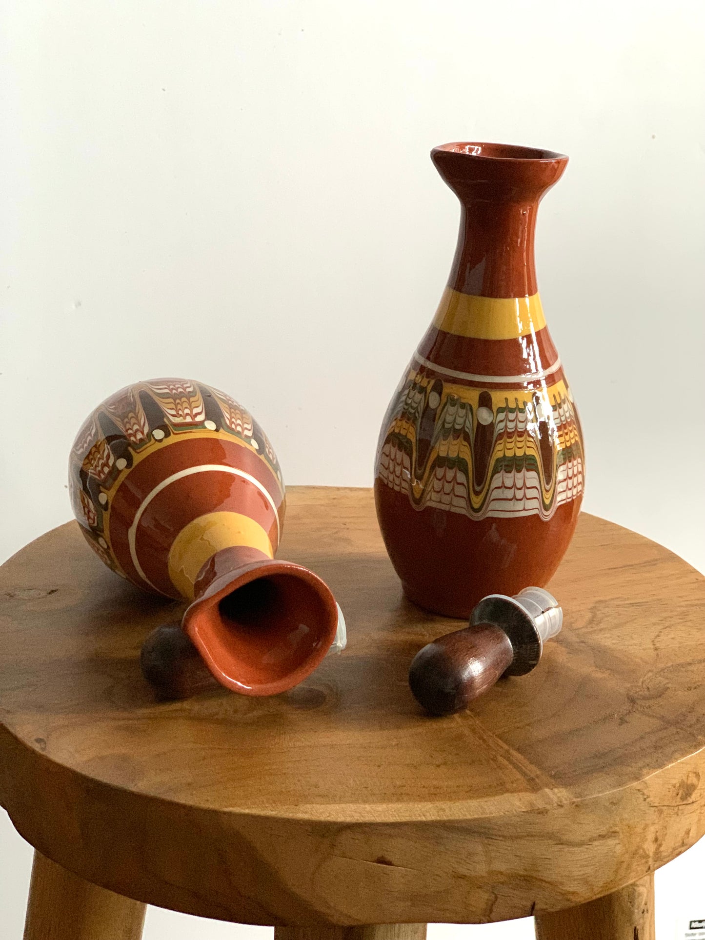 Vintage terracotta oil & vinegar set.