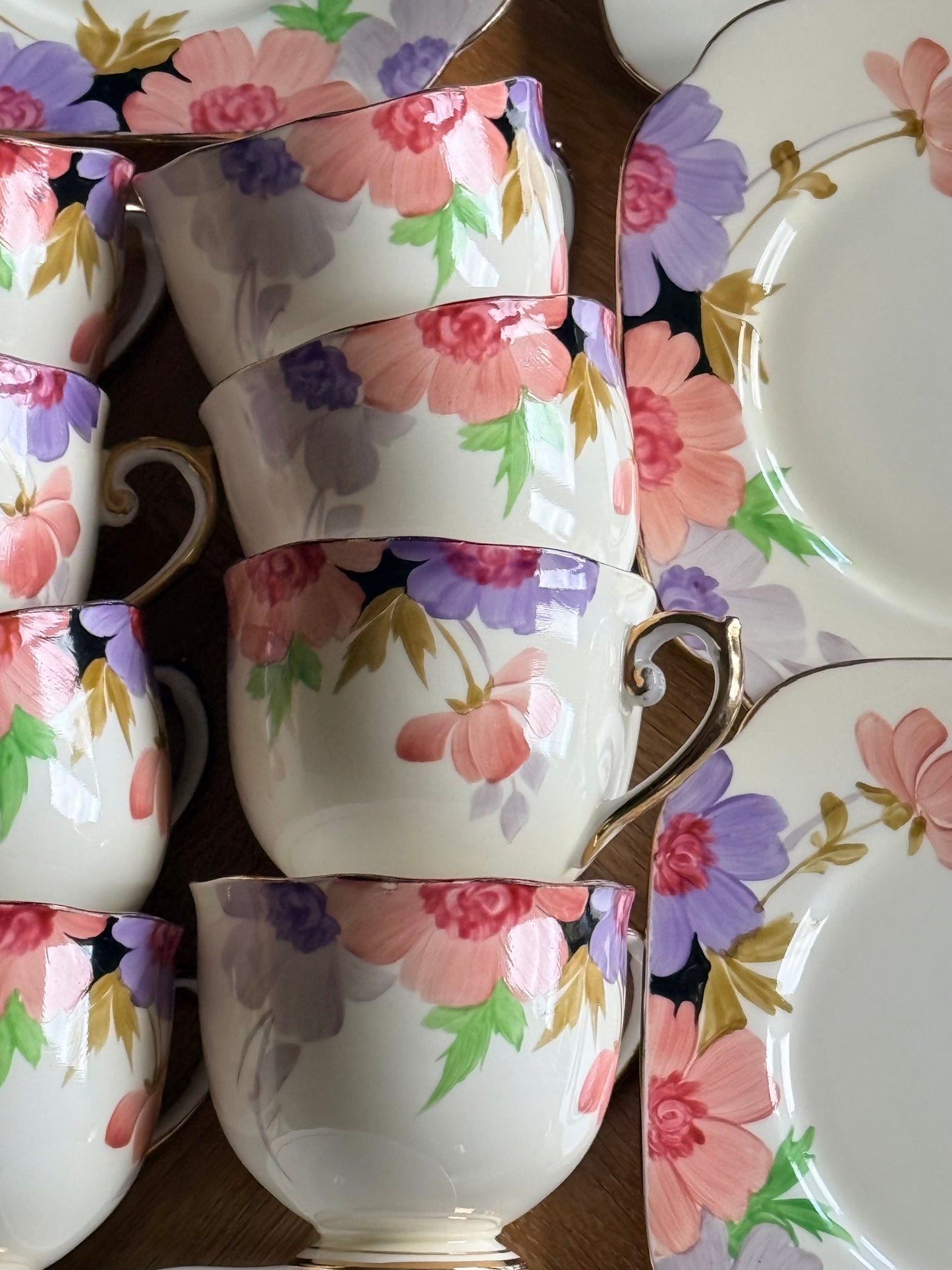 Vintage  Roslyn China hand-painted tea set, made in England