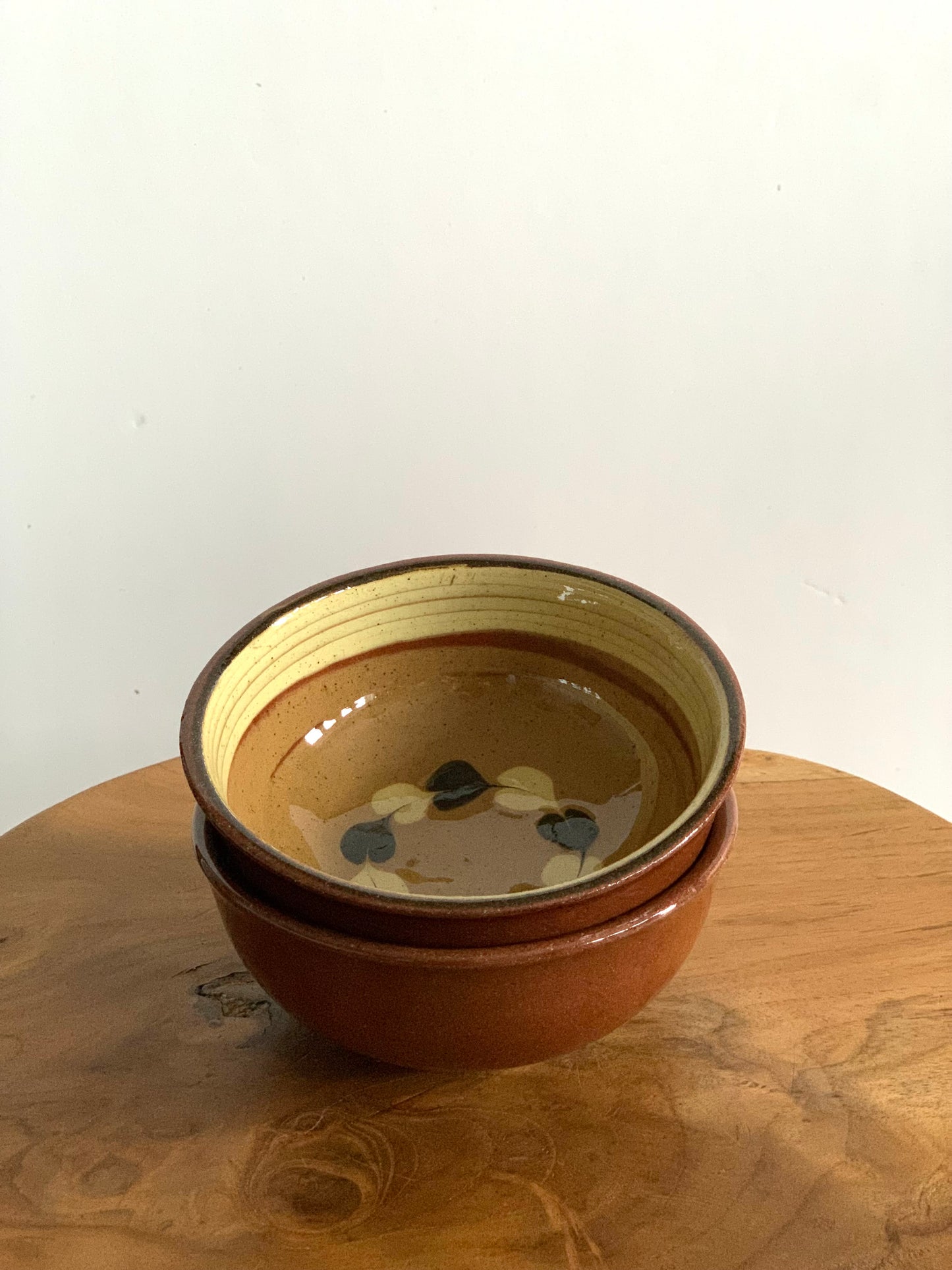 Vintage, set of two, handmade terracotta bowls.