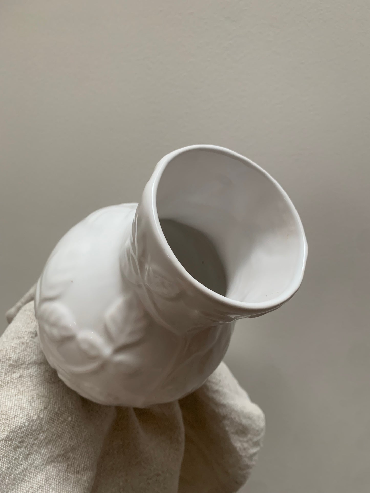 Vintage white ceramic vase.