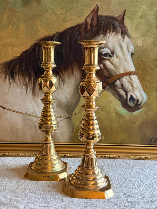 Solid brass large candlestick holders.